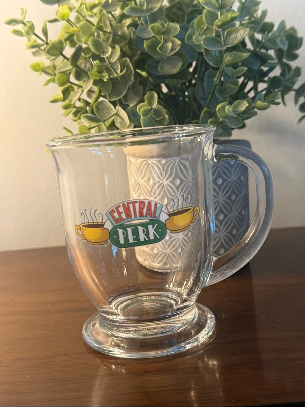 FRIENDS Central Perk Glass Coffee Mug - Yellow & Green Logo